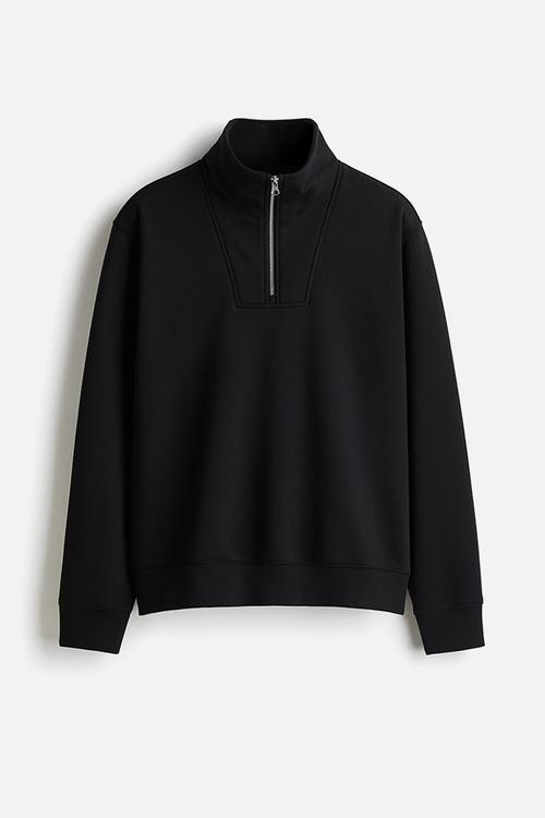 Regular fit zip-top sweatshirt - black