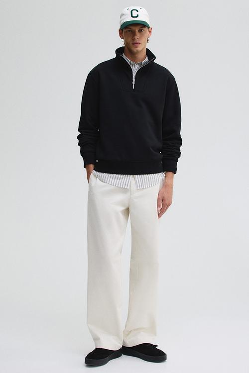 Regular fit zip-top sweatshirt - black