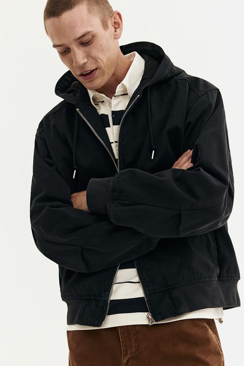 Hooded workwear jacket - black