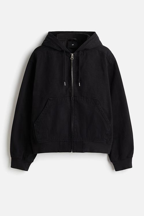 Hooded workwear jacket - black