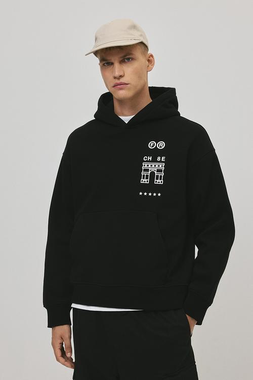 Loose fit hoodie - black,multi