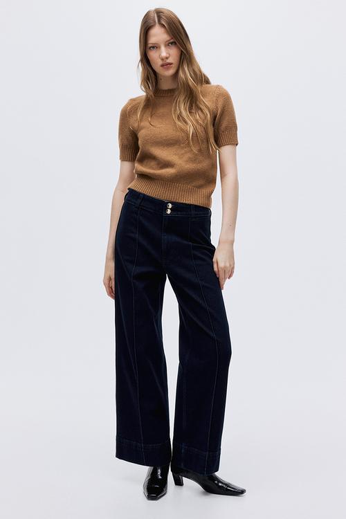 Wide high ankle jeans - dark denim blue