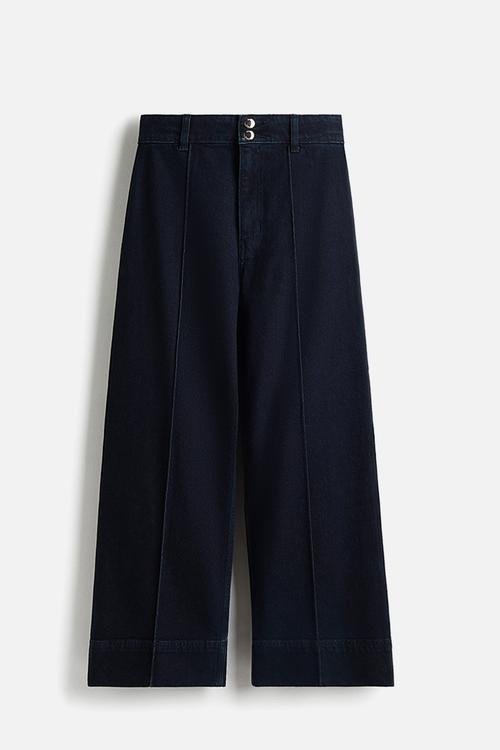 Wide high ankle jeans - dark denim blue