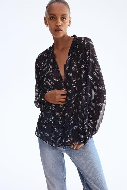 Patterned chiffon blouse - navy blue/paisley pattern