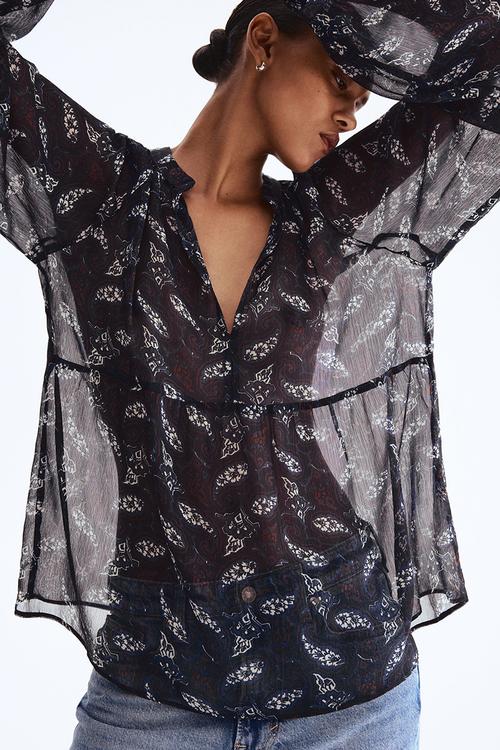 Patterned chiffon blouse - navy blue/paisley pattern