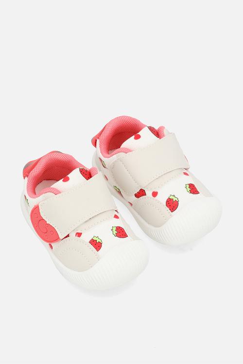 Anti slip sneakers - white/strawberry aop