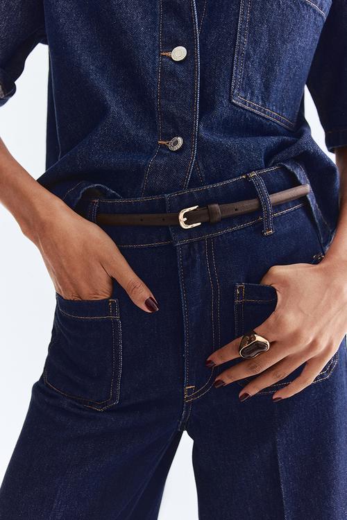 Wide high ankle jeans - dark denim blue