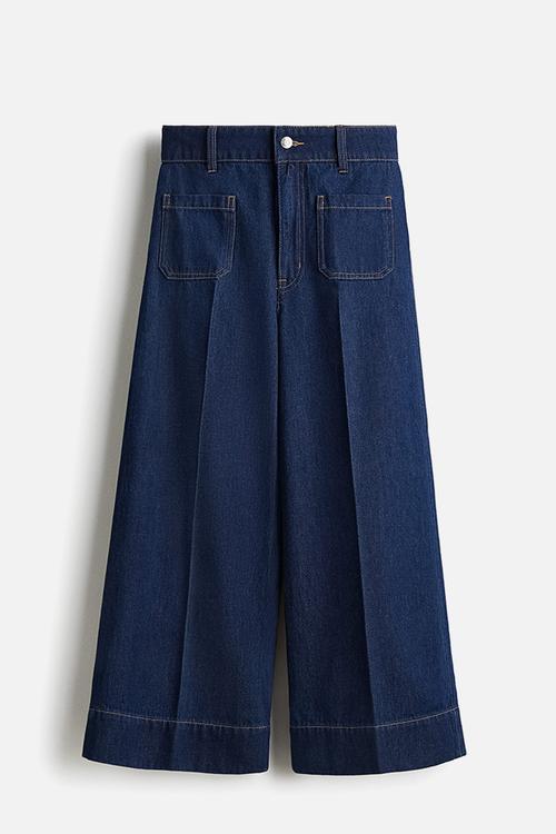 Wide high ankle jeans - dark denim blue