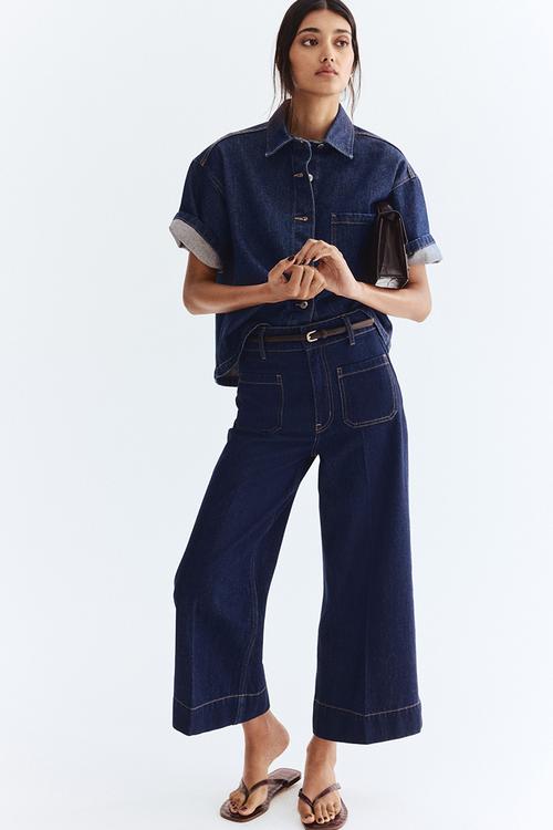 新品・タグ付き　Heve Elegant Line Denim indigo Wide high ankle jeans - dark denim blue - 1304781001