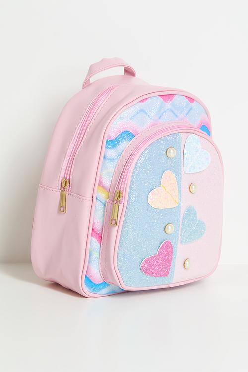 Glitter hearts backpack - pink