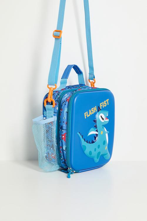 Hard cover lunch bag - royal blue/multi