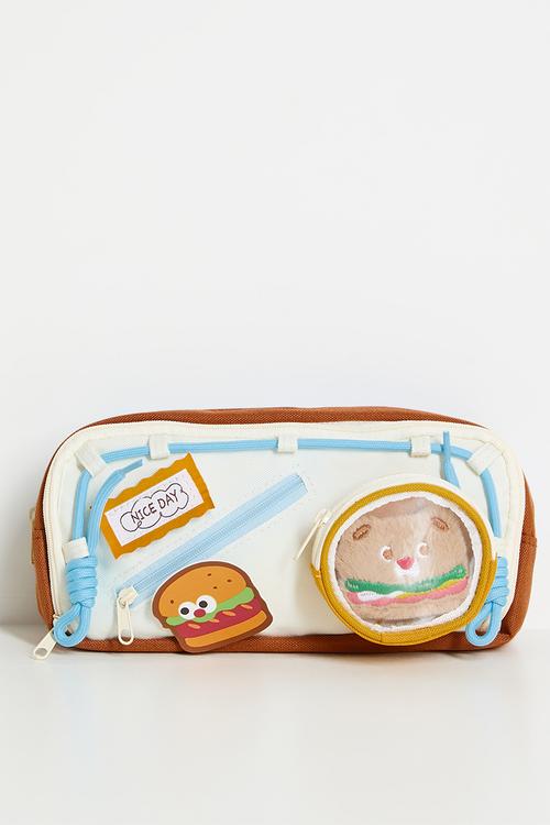 Food themed pencil bag - cream/multi