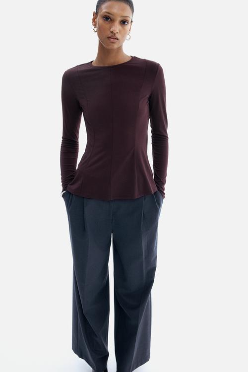 Peplum top - burgundy