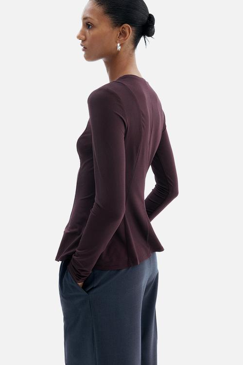 Peplum top - burgundy