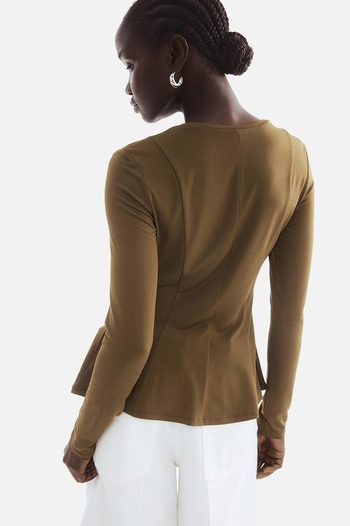 Peplum top - khaki green