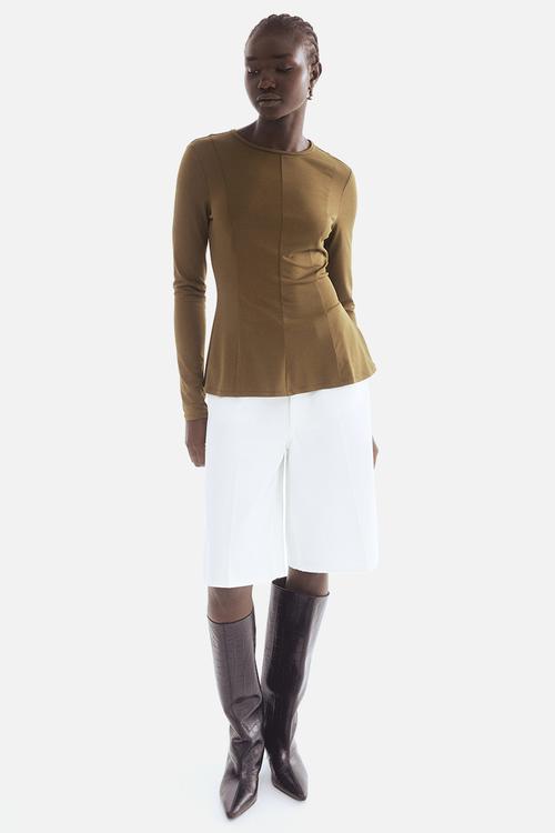 Peplum top - khaki green