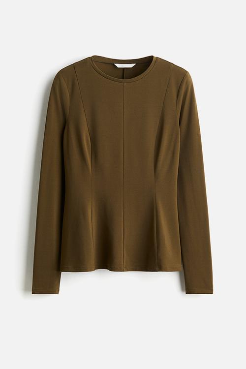 Peplum top - khaki green
