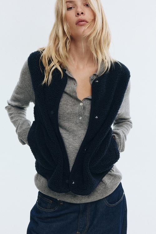 Teddy gilet - navy blue