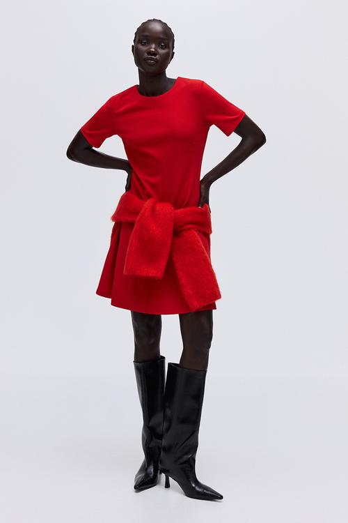 Ponte di roma dress - bright red