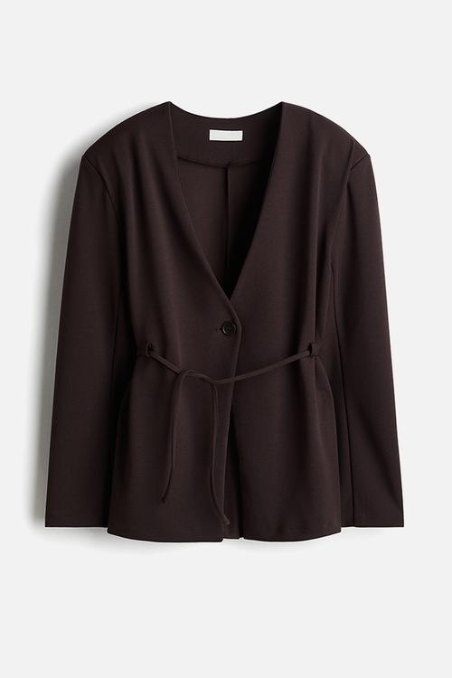 Tie-belt blazer - dark brown