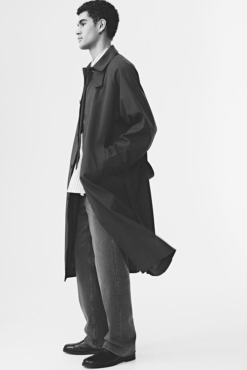 Loose fit belted mac-style coat - dark khaki green