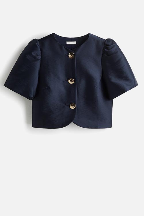 Puff-sleeved blouse - navy blue
