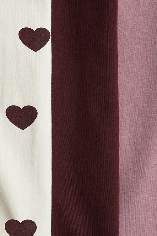 3-Pack long-sleeved tops - dark red/hearts 