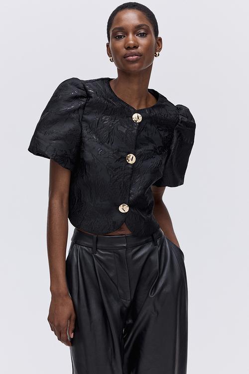 Puff-sleeved blouse - black
