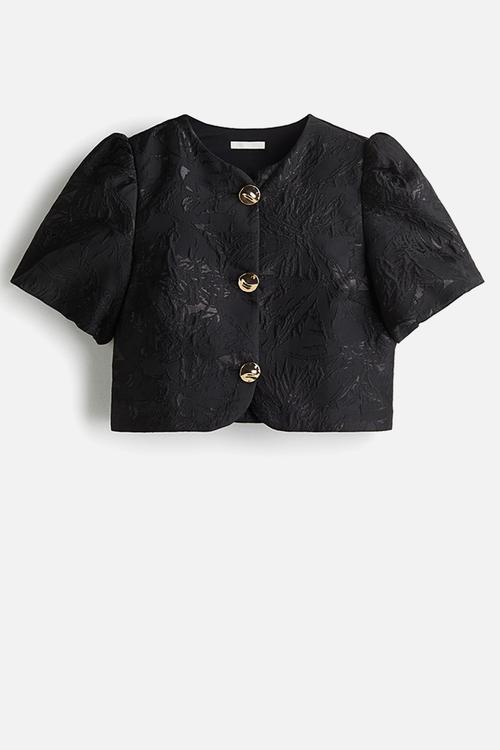 Puff-sleeved blouse - black