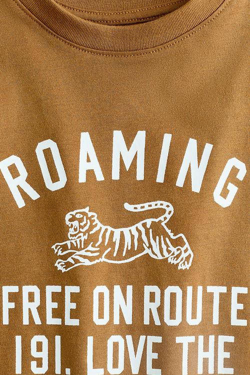 Printed T-shirt - light brown/roaming