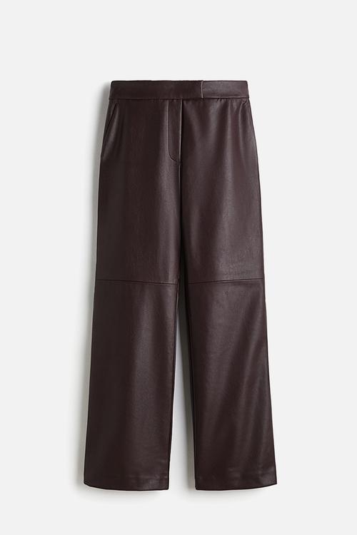 Straight-leg coated trousers - burgundy