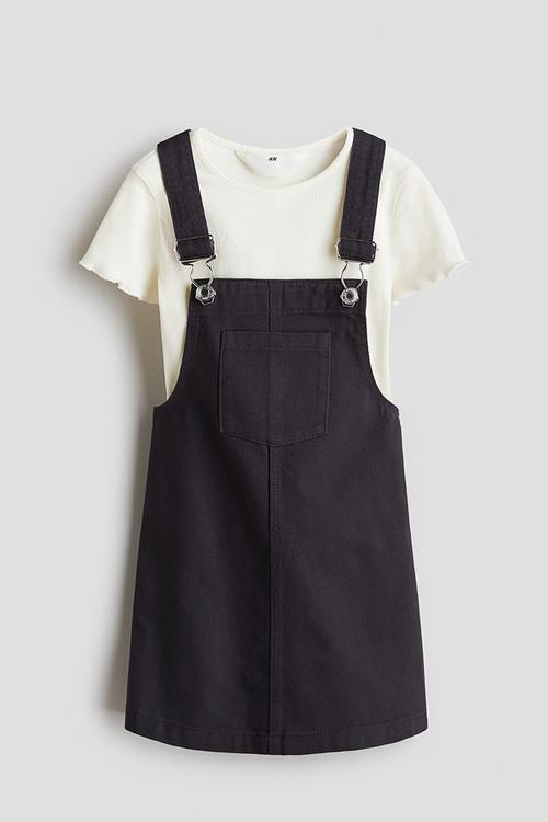2-Piece cotton set - dark grey/white 