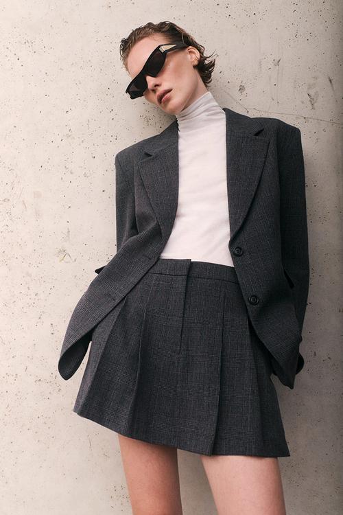 Single-breasted blazer - dark grey checked