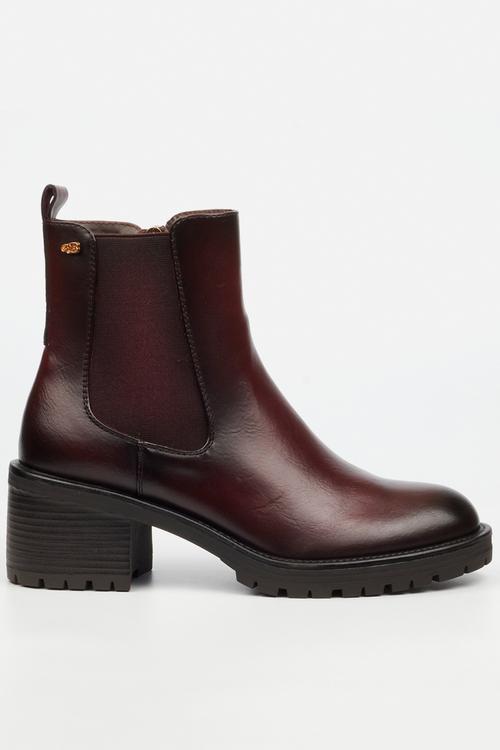 Creek 1 chelsea chunky heel ankle boot - burgundy