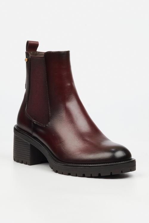 Creek 1 chelsea chunky heel ankle boot - burgundy