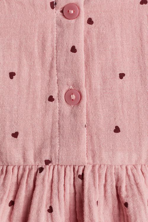 Cotton muslin dress - light pink/hearts 