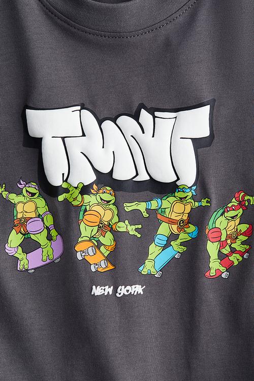 Printed T-shirt - grey/tmnt