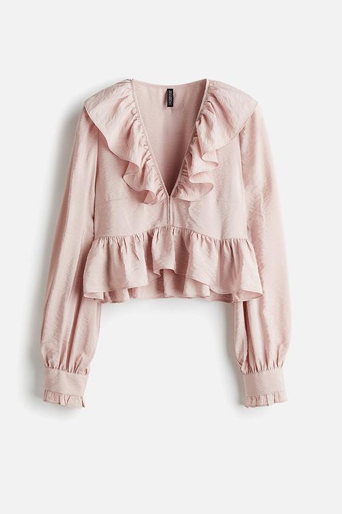 Flounced blouse - powder pink