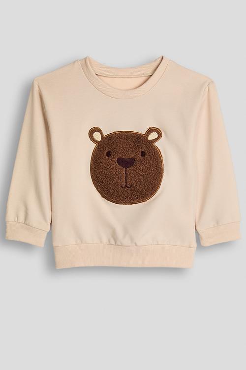Chenille embroidered bear sweatshirt - papaya whip