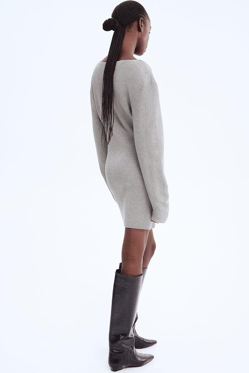 Rib-knit dress - grey marl 