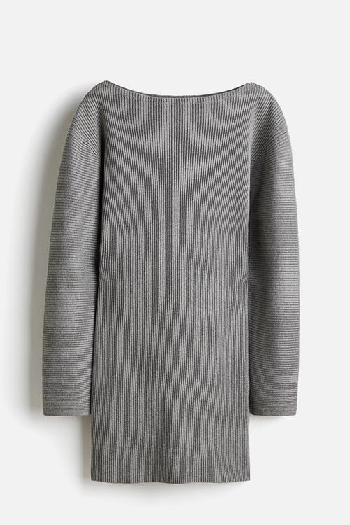 Rib-knit dress - grey marl 
