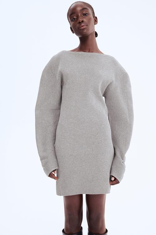 Rib-knit dress - grey marl 