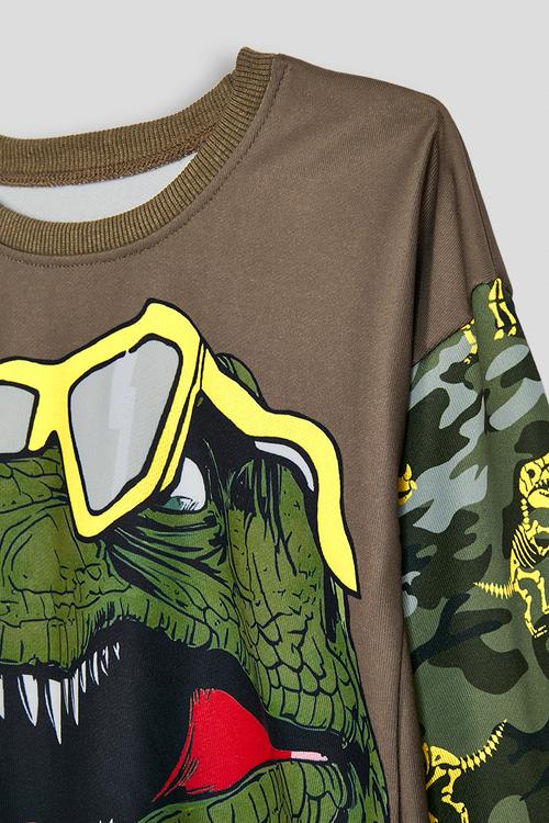 T-rex graphic sweatshirt - dark khaki