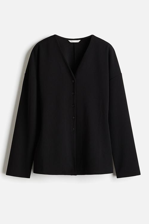 Button-front top - black