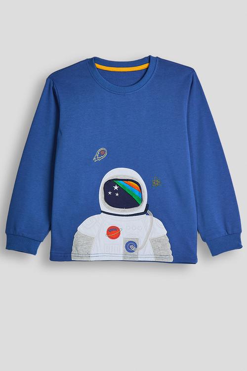 Astro patchwork graphic long sleeve tshirt - blue