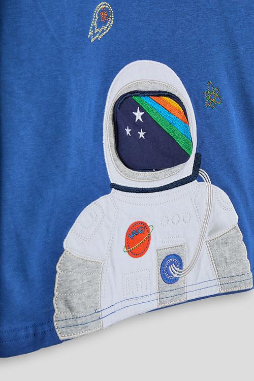 Astro patchwork graphic long sleeve tshirt - blue