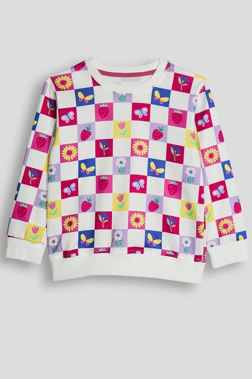 All over print sweatshirt - white/checkerboard