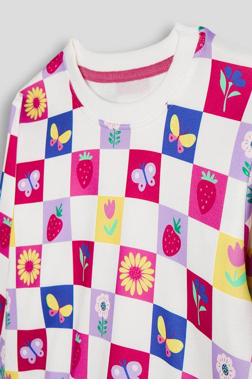 All over print sweatshirt - white/checkerboard
