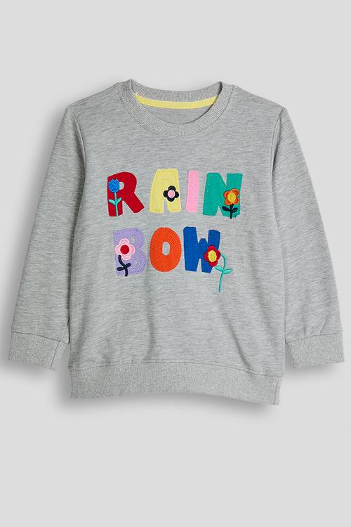 Sweatshirt with applique slogan - grey/rainbow
