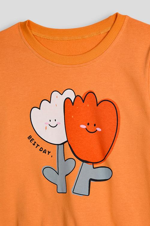 Placement print sweatshirt - orange/tulips